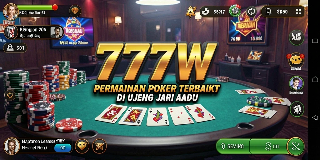 Gameplay seru Poker di 7777W dengan interaksi pemain lainnya.