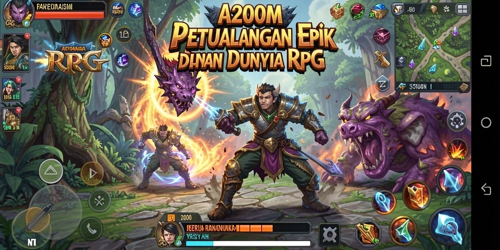 Screenshot menunjukkan pertarungan mendebarkan dalam A200M dengan grafik menawan.