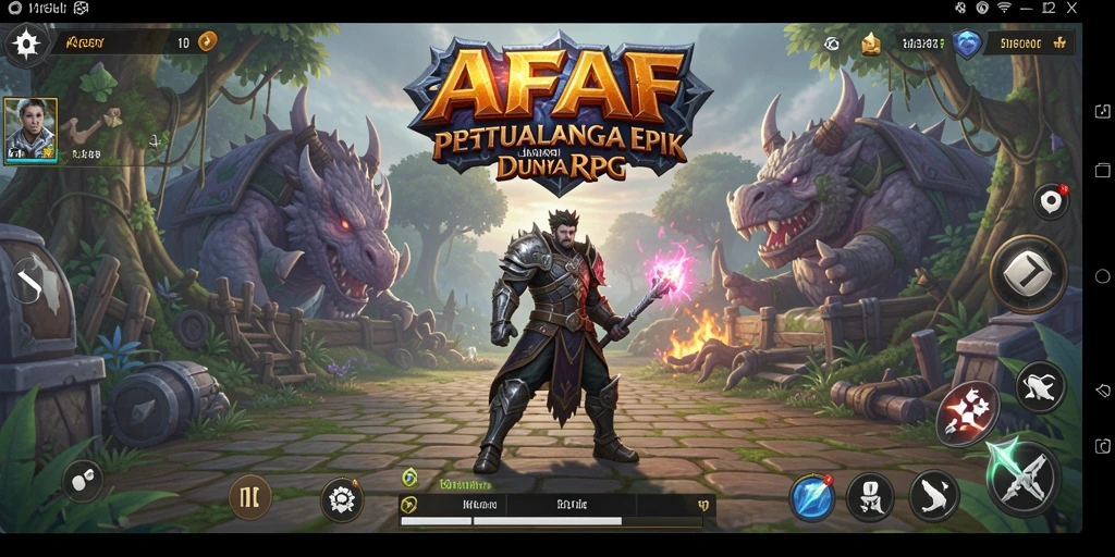 Tampilan gameplay RPG mendebarkan dari AFAF dengan karakter dan latar belakang yang luar biasa.