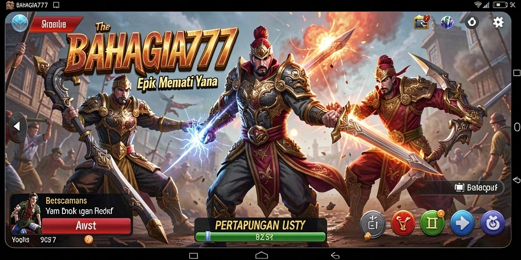 Tampilan gameplay BAHAGIA777 dengan aksi pertarungan yang intens.