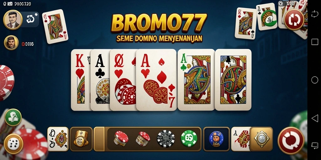 Tampilan gameplay Domino BROMO77 yang seru dan menantang.