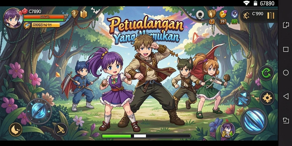 Tampilan gameplay C7890 dengan karakter anime yang menawan.