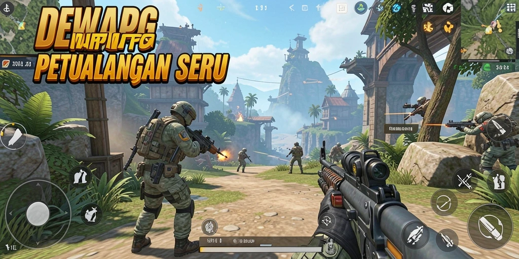 Screenshot DEWAPG yang menunjukkan aksi gameplay TPS yang seru.