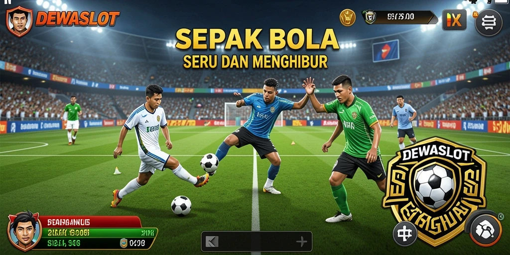 Screenshot gameplay DEWASLOT yang menunjukkan aksi sepak bola mendebarkan.