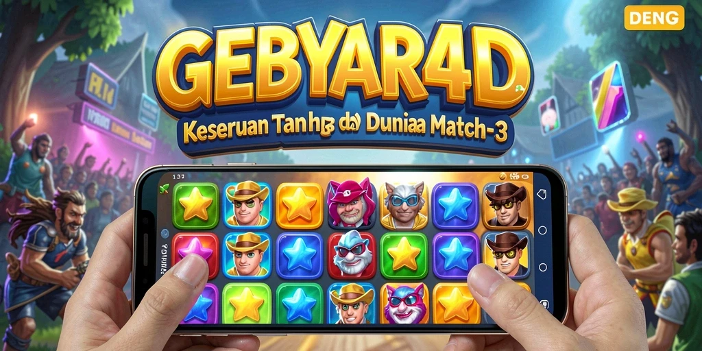 Screenshot GEBYAR4D menampilkan gameplay seru permainan Match-3.
