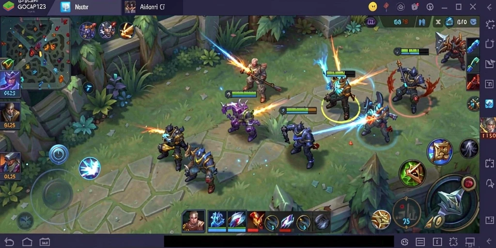 Tangkapan layar dari gameplay seru GOCAP123 dengan aksi MOBA yang mendebarkan.