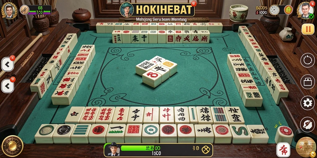 Tampilan gameplay HOKIHEBAT dengan papan Mahjong yang menantang.
