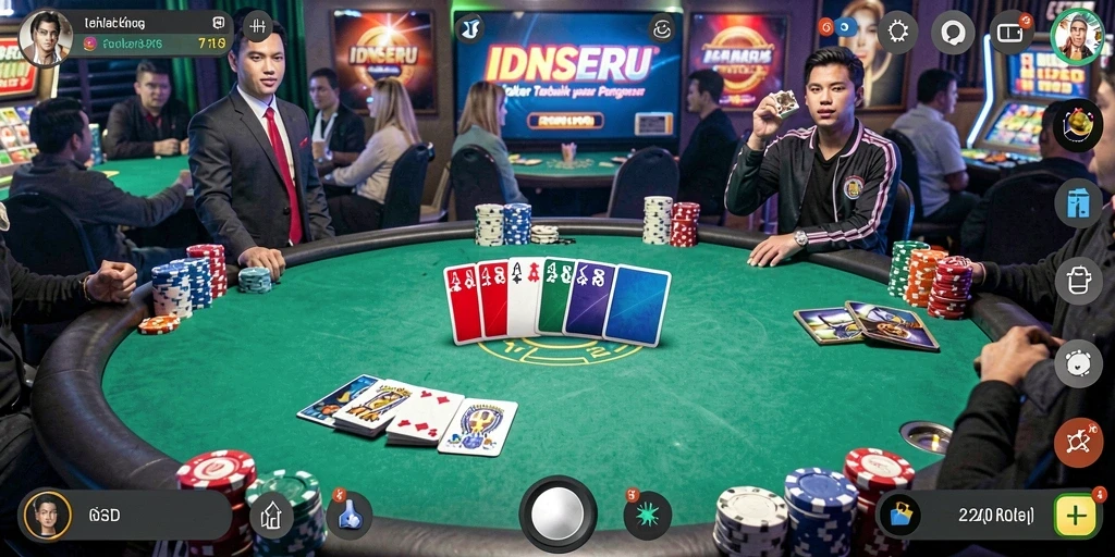 Screenshot gameplay IDNSERU menampilkan keseruan bermain poker.