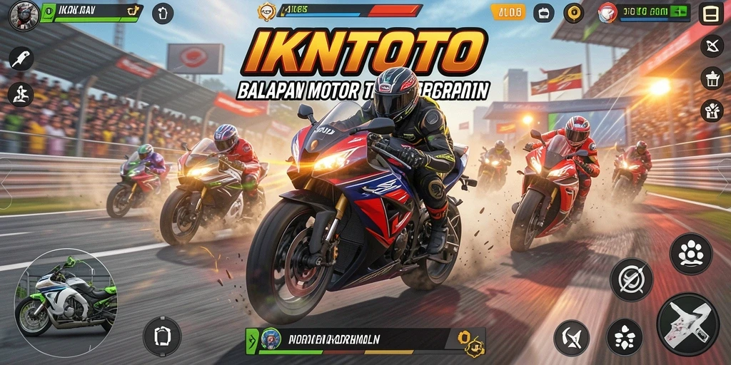 Tangkapan layar gameplay IKNTOTO yang menegangkan saat perlombaan motor.
