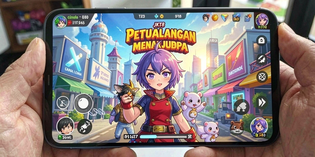 Gameplay JKT8 menunjukkan karakter Anime beraksi di dunia yang penuh petualangan.