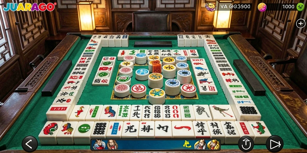 Tangkapan layar utama JUARAGO menampilkan permainan Mahjong yang menarik dan menantang.