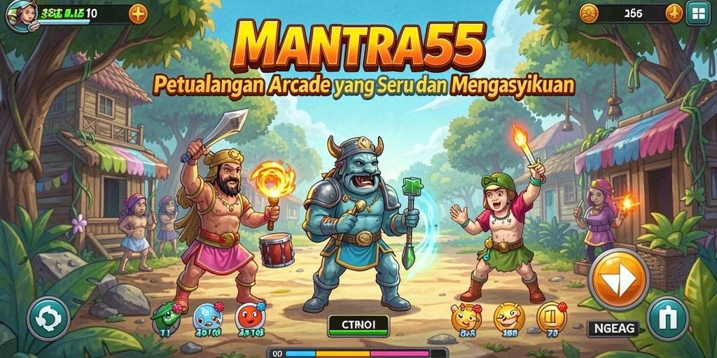 Tangkapan layar MANTRA55 menampilkan gameplay yang mendebarkan dan penuh warna.