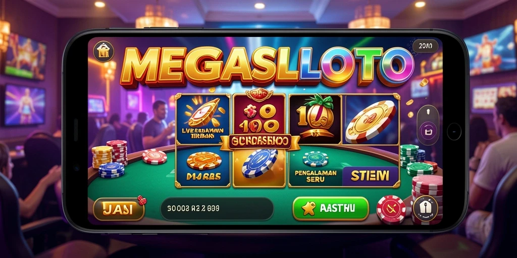 Screenshot gameplay MEGASLOTO menunjukkan dealer profesional dalam aksi.