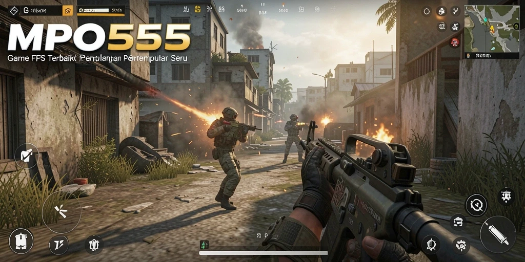 Tangkapan layar MPO555 menampilkan aksi intens dalam game FPS.