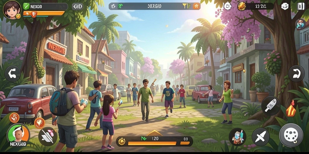 Screenshot utama NEXGID menampilkan aksi gameplay simulasi yang menarik.