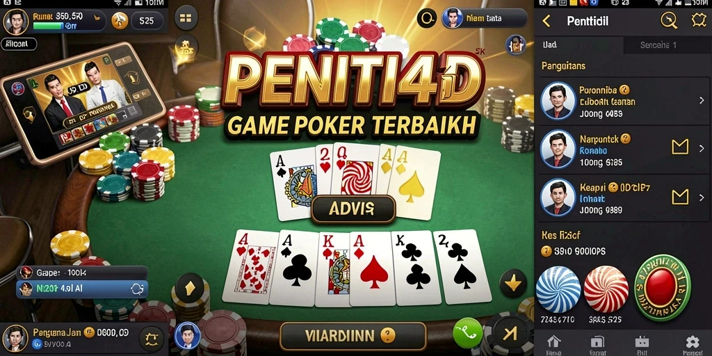 Tampilan gameplay poker yang menarik dan interaktif di PENITI4D.