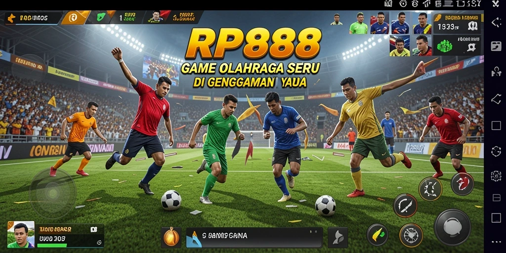 Screenshot gameplay RP888 menunjukkan aksi seru dalam pertandingan olahraga.