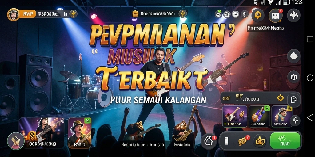 Tampilan gameplay RVIP dengan berbagai lagu menarik dan tantangan seru.