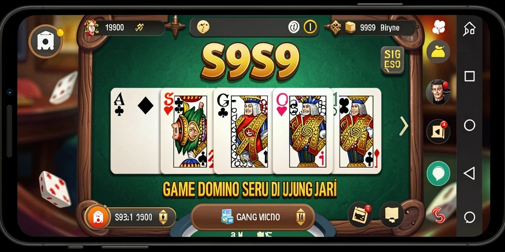 Tampilan gameplay seru di S9S9 dengan pengaturan papan Domino.