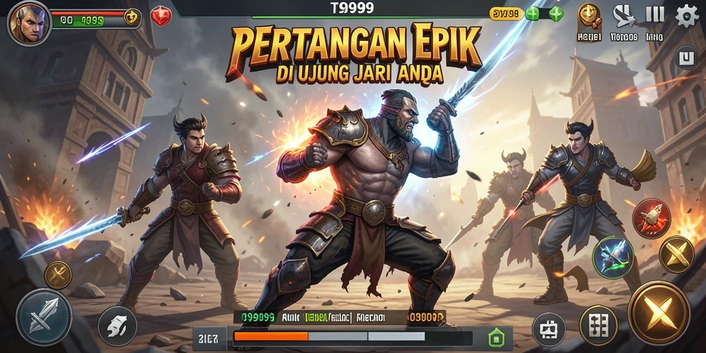 Gameplay seru dalam T9999 yang menampilkan aksi pertarungan intens.