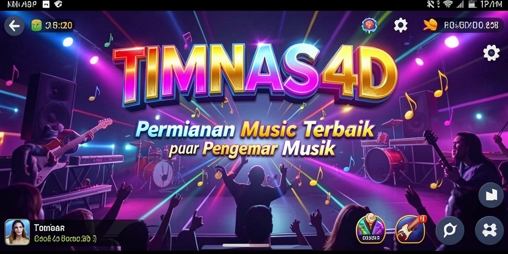 Tampilan gameplay TIMNAS4D yang menampilkan pengguna menikmati musik.